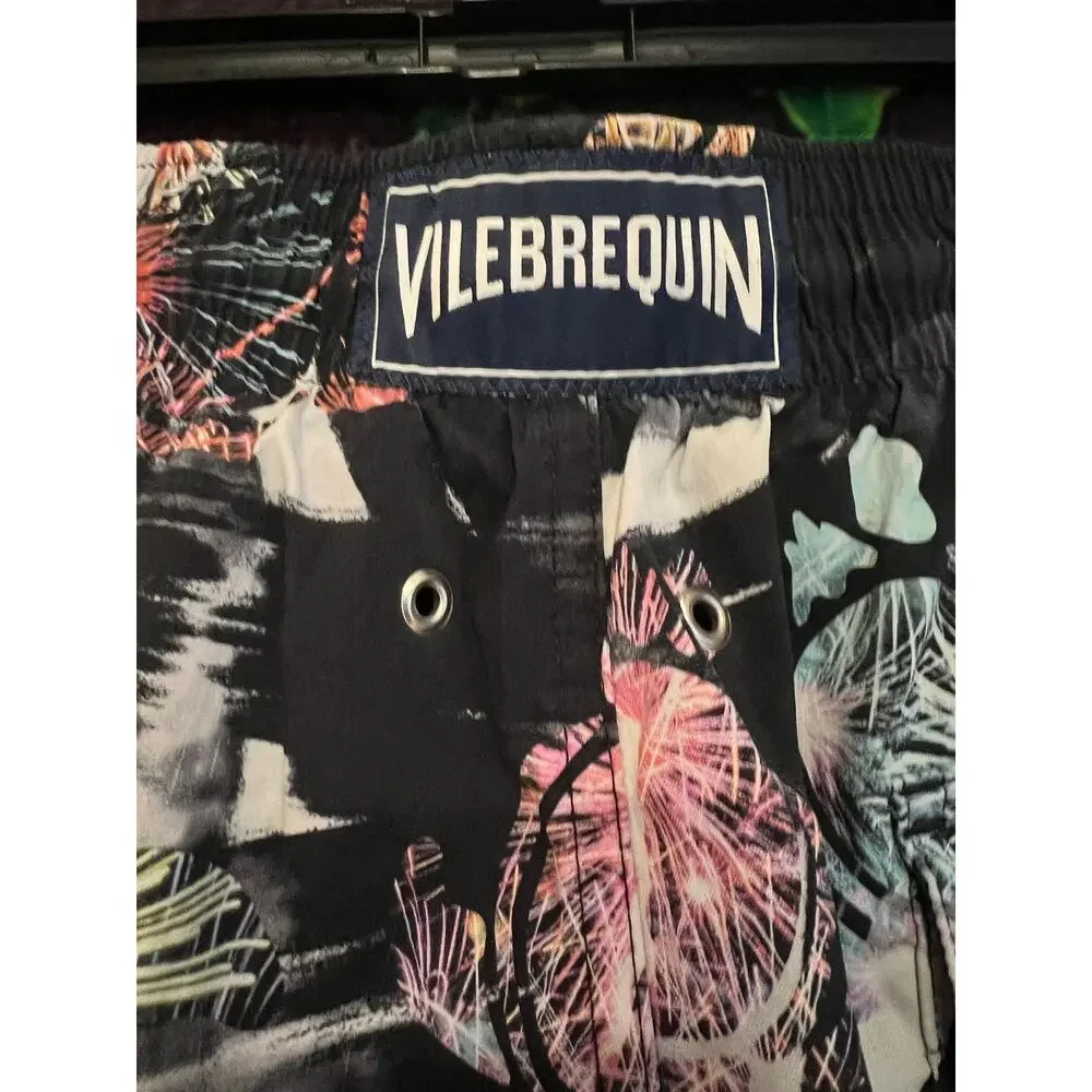 Vilebrequin Youth Boys Swim Trunks Shorts Turtle Firework Print Swimwear Medium